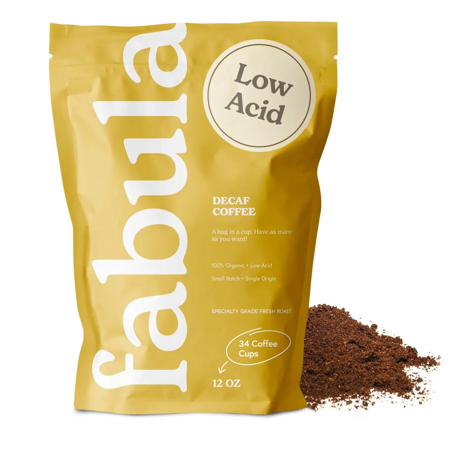 Flexible Fabula Low Acid Decaf Coffee Ground USDA Organic Coffee Medium Roast – Single Origin – Non-GMO – No Molds – Mycotoxins Pesticides Coffee – 12 Oz Sustainable