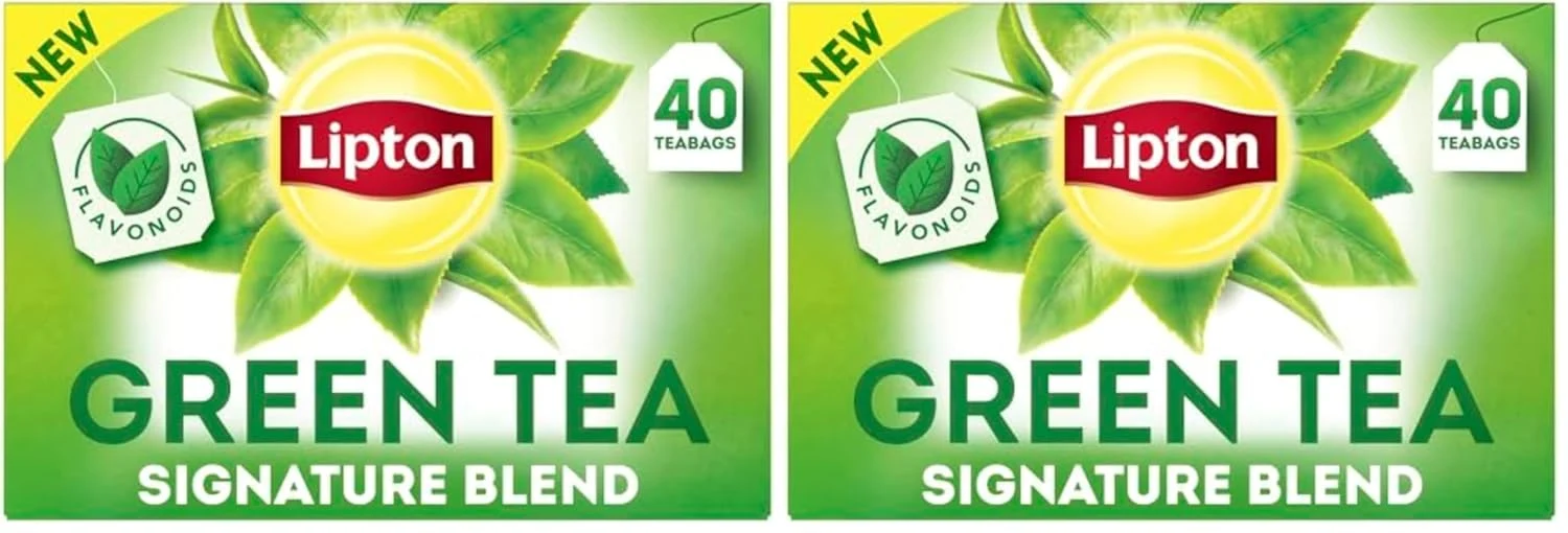 Long-Lasting Lipton Green Tea Bags 40 Count Pack of 2 Unsweetened Contains Caffeine With Flavonoids Enhanced