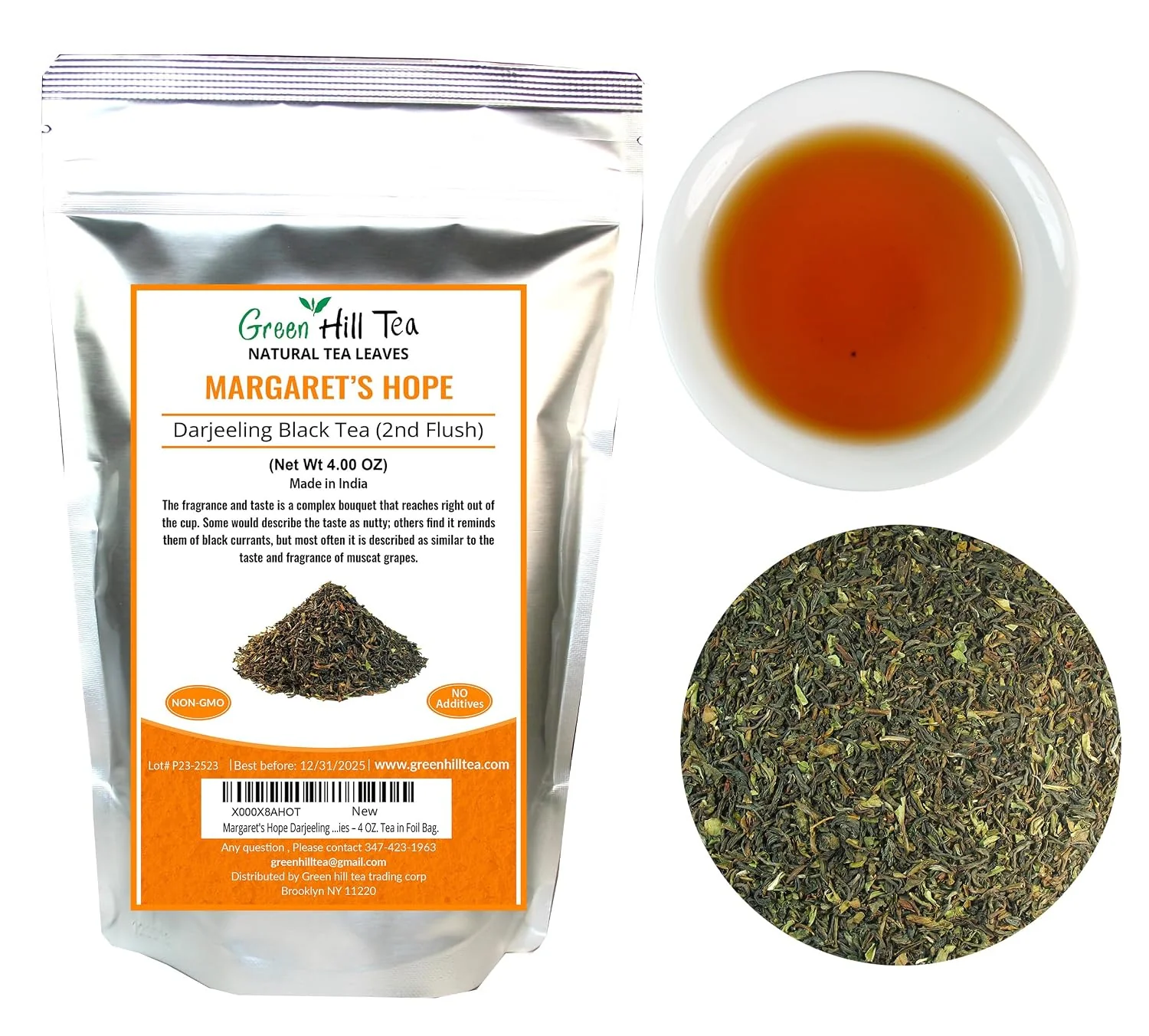 Elegant Greenhilltea – Darjeeling Margaret’s Hope TGFOP Second Flush – Premium Loose Leaves Black Tea From Himalayas- Medium Caffeine-Mellow and aromatic with muscatel notes – 4 OZ. Tea in Foil Bag. Fast