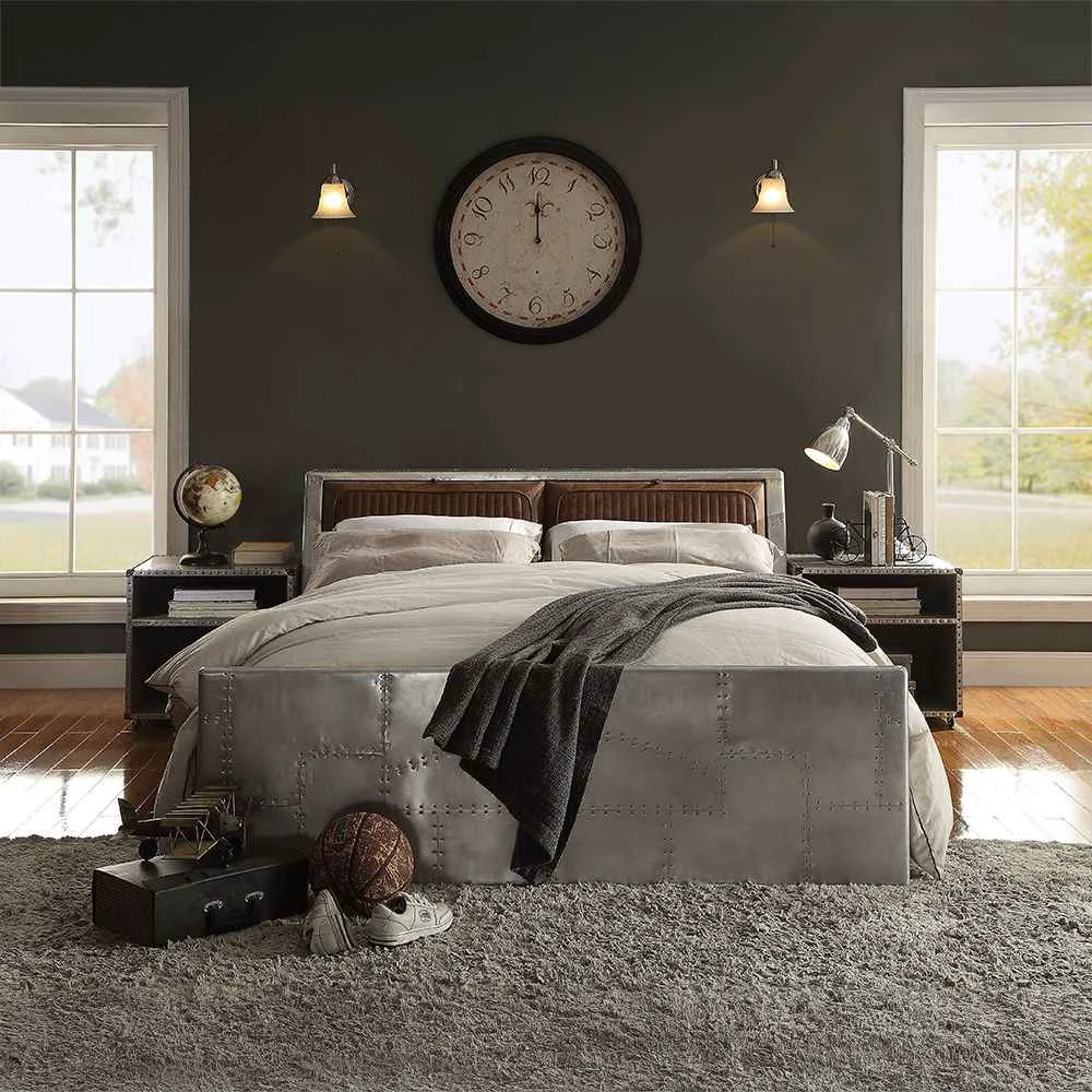 Next-Generation Brancaster – Queen Bed – Retro Brown Top Grain Leather Aluminum Selected