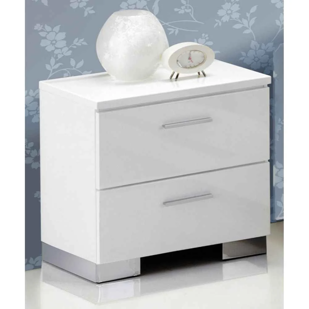 Prestigious Lorimar – Nightstand – White Chrome Leg Premium