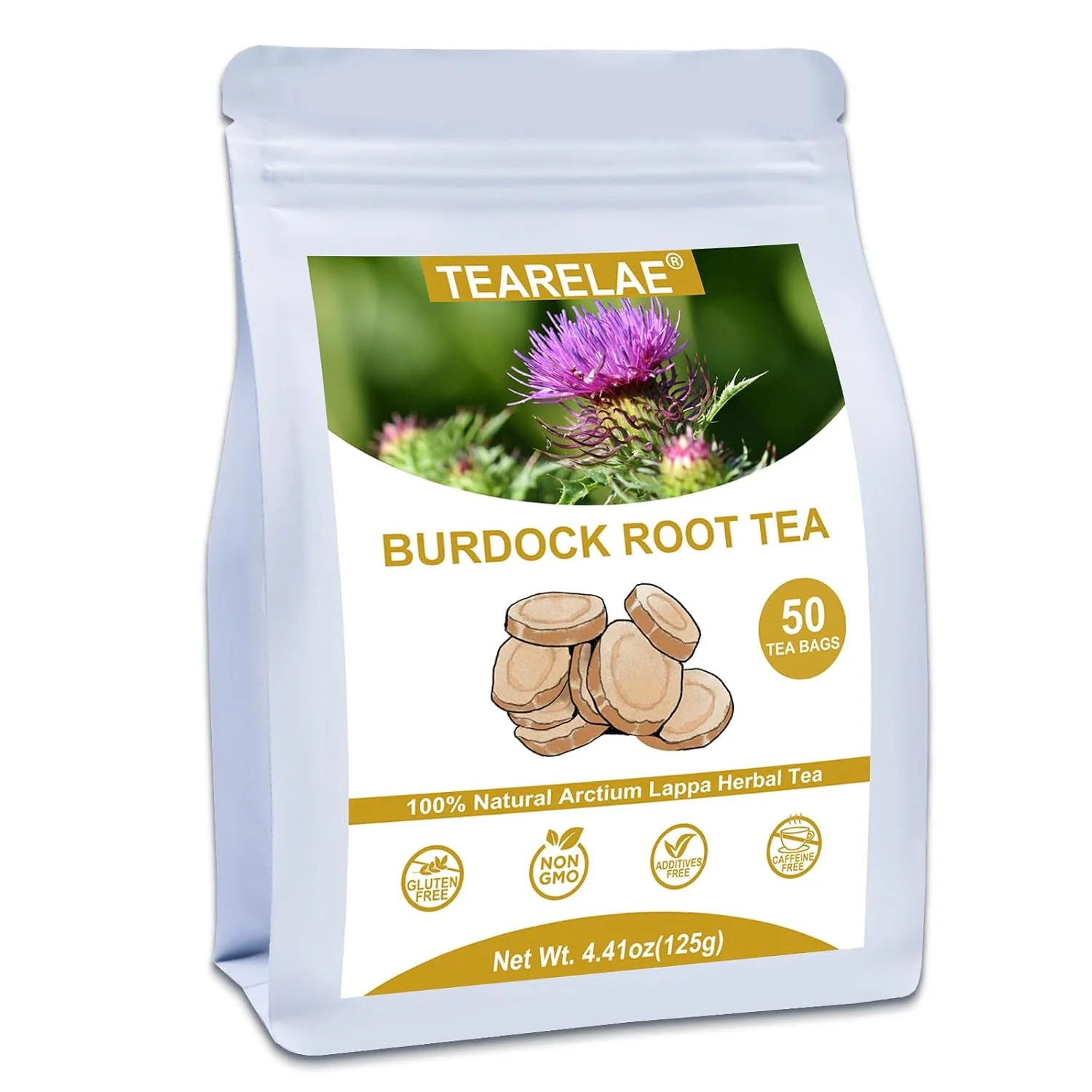 Classic TEARELAE – Burdock Root Tea Bags 50 Count Burdock Root Herbal Tea Non-GMO and caffeine- with earthy taste for daily herbal tea routines Recyclable