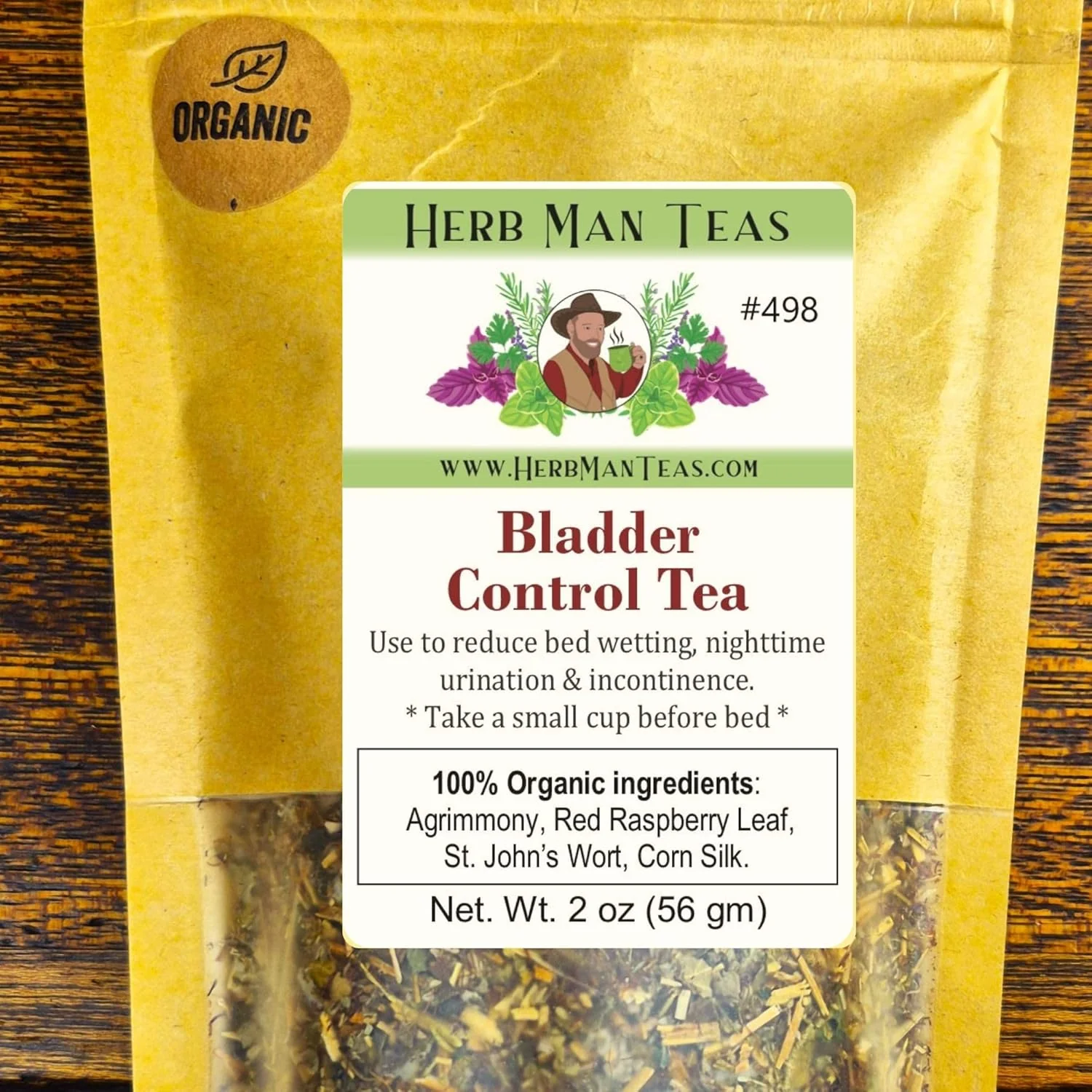 Eco-Friendly Bladder Control TEA – Herbal Blend for Nighttime Comfort Fewer Bathroom Trips — by Master Herbalist Khabir — Organic Non-GMO No Additives Reusable