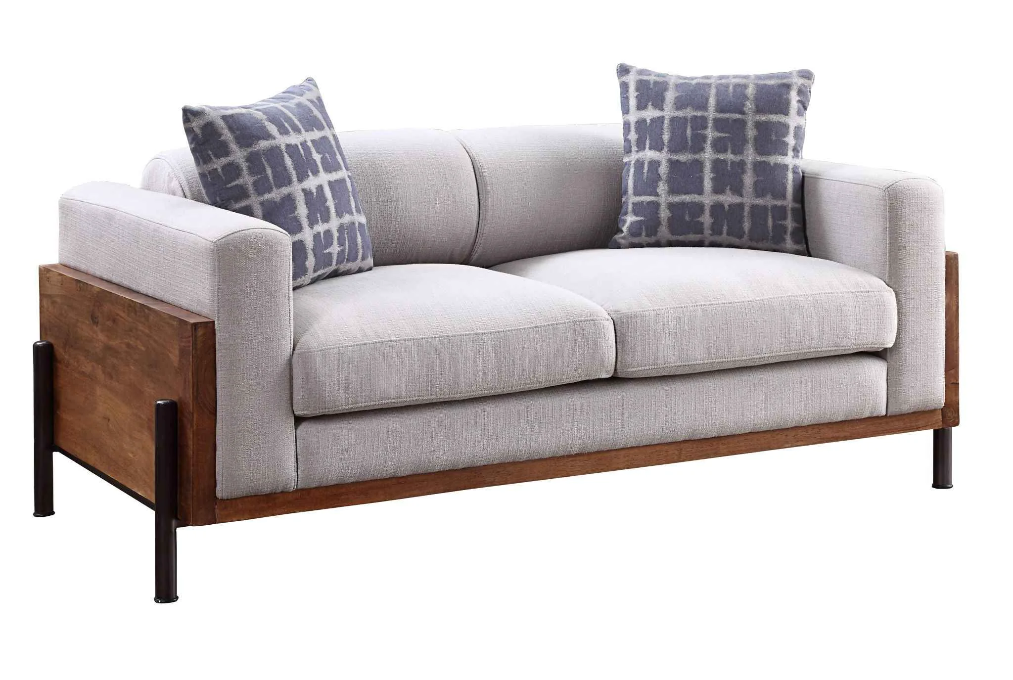 Green Pelton – Loveseat With 2 Pillows – Fabric Walnut Smooth