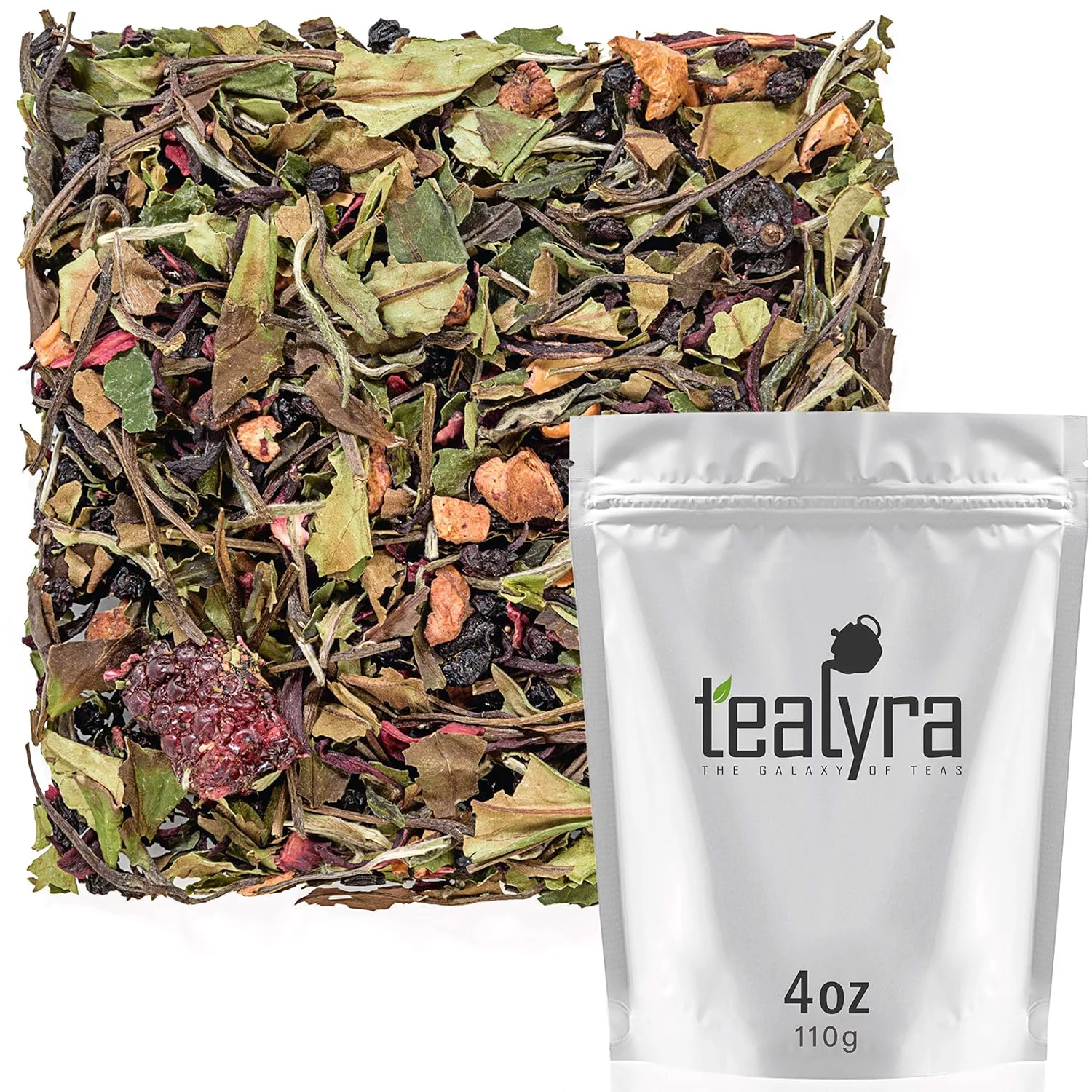 Premium Material Tealyra – White Garden Bouquet – Fruity White Loose Leaf Tea Blend – Hibiscus – Strawberry – Raspberry – Antioxidants and Vitamines Rich Convenient