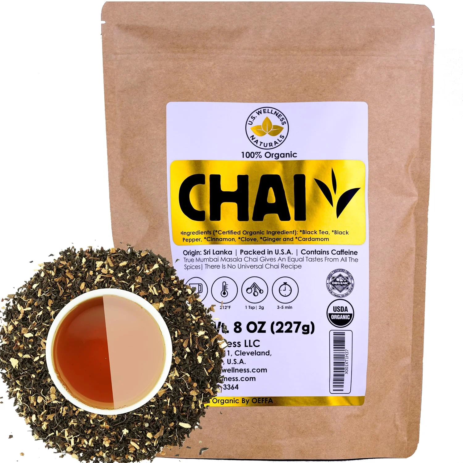 Certified Organic Ceylon Chai Tea Loose Leaf Premium Material