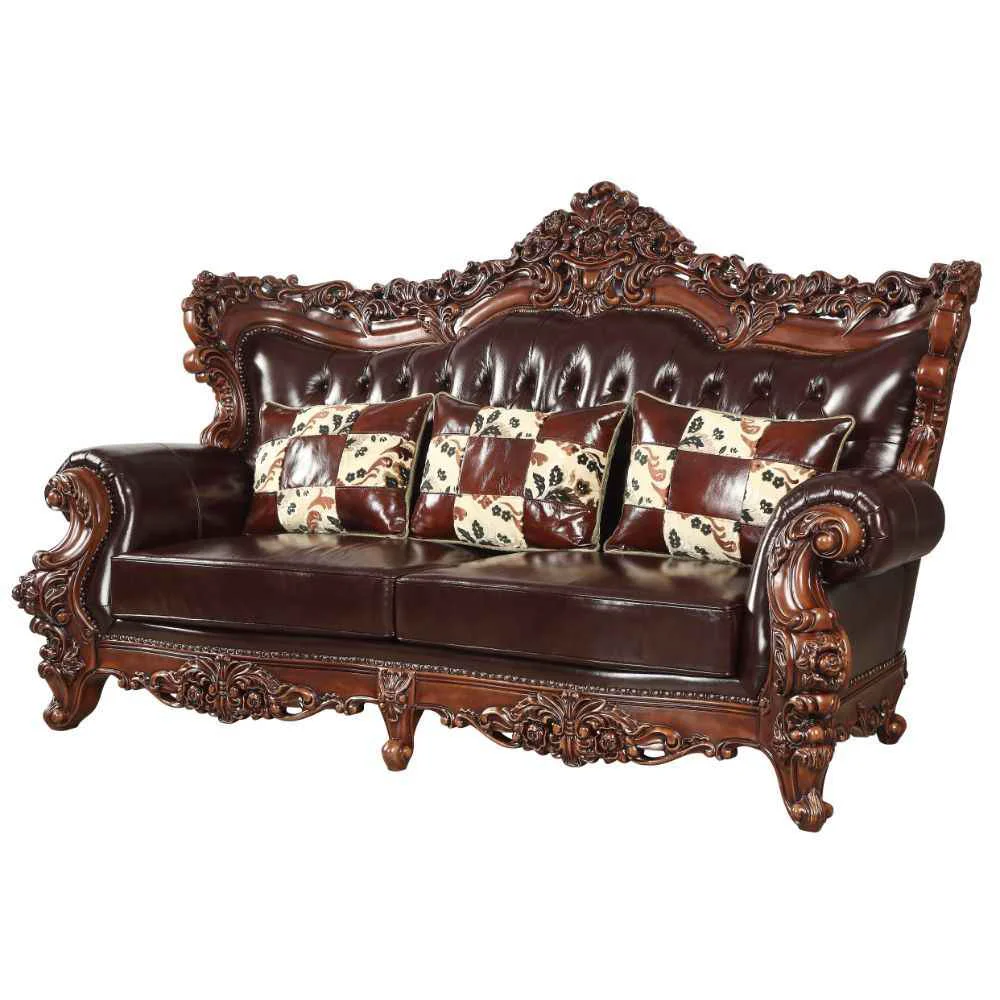 Convenient Forsythia – Sofa – Espresso Top Grain Leather Match Walnut Elegant