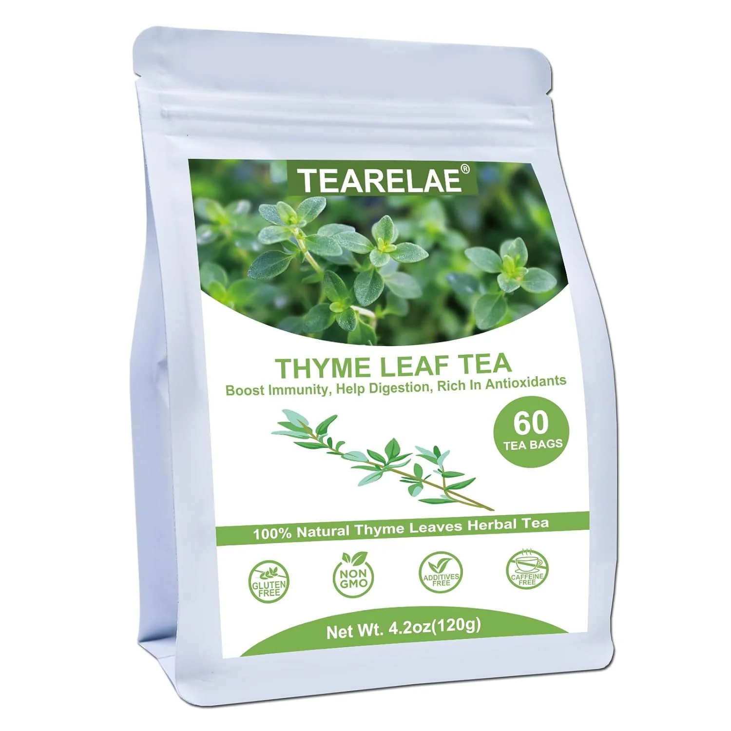 Flexible TEARELAE Thyme Tea Bags 60 Count – Pure Natural Herbal Prestigious