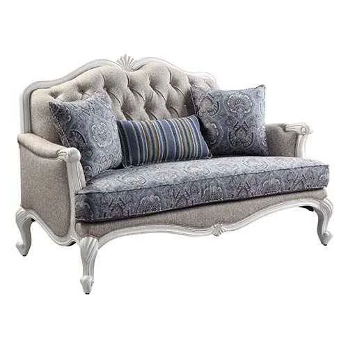 Classic Ciddrenar – Loveseat With 3 Pillows – Fabric White Convenient