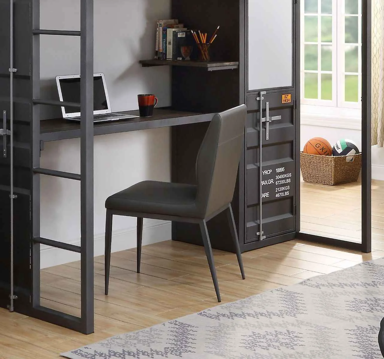 Exclusive Cargo – Chair – Gray Synthetic Leather Gunmetal Fast