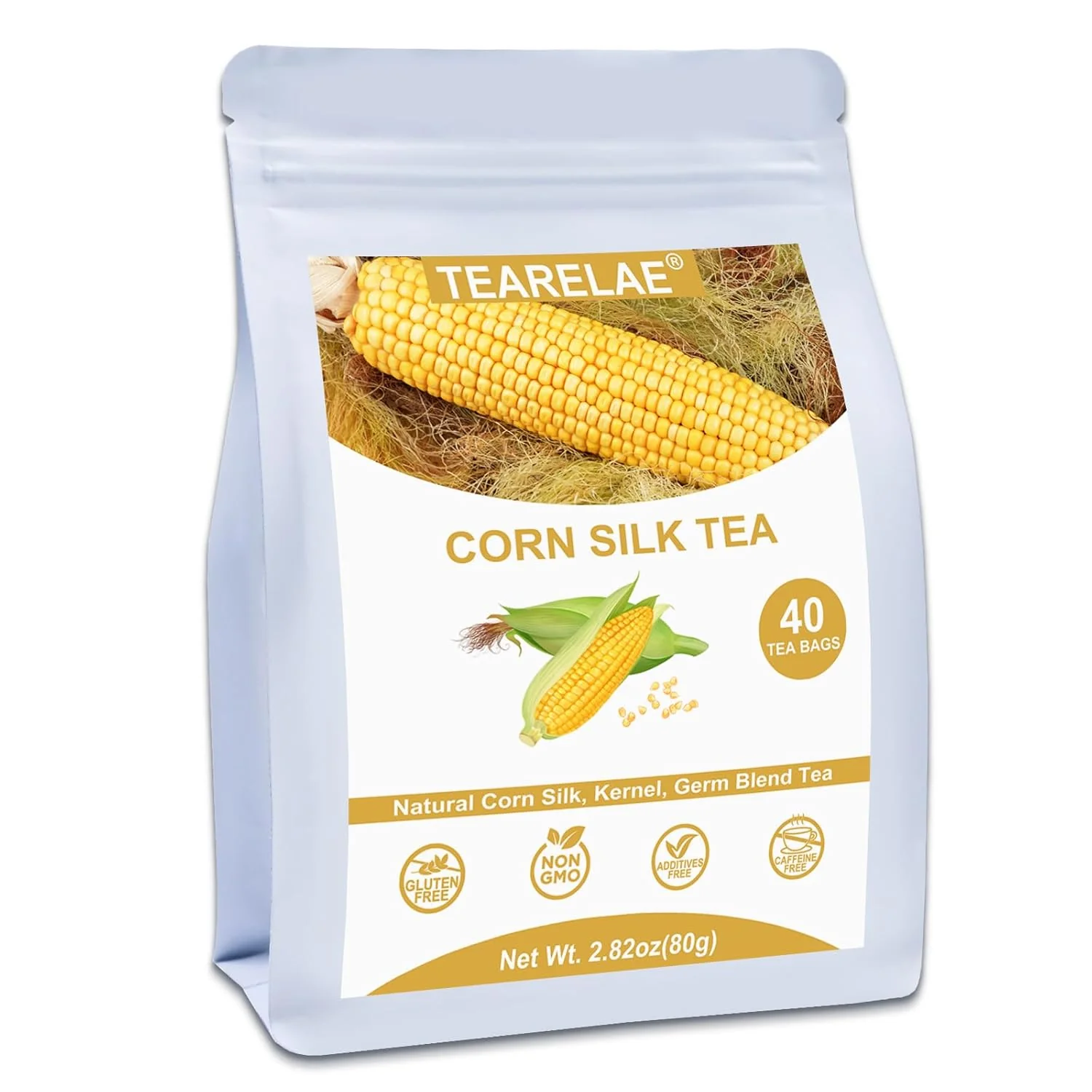 World-Class Tearelae – Corn Silk Tea Bags 40 Count – Premium Natural Whole Corn Tea with Mild Sweetness – Non-GMO – Caffeine- – Promote Kidney Health Secure