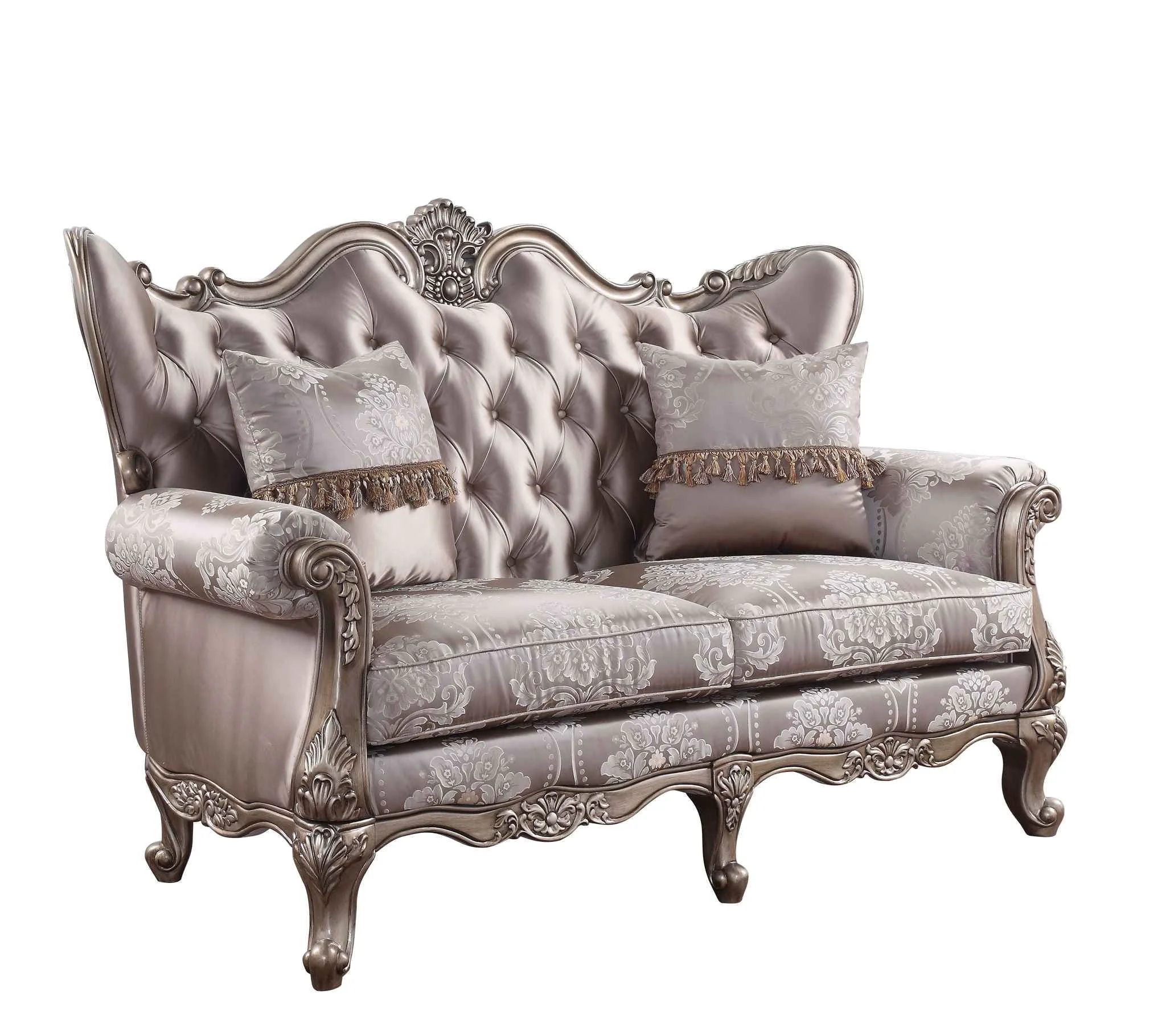 Durable Jayceon – Loveseat With 2 Pillows – Fabric Champagne Excellent