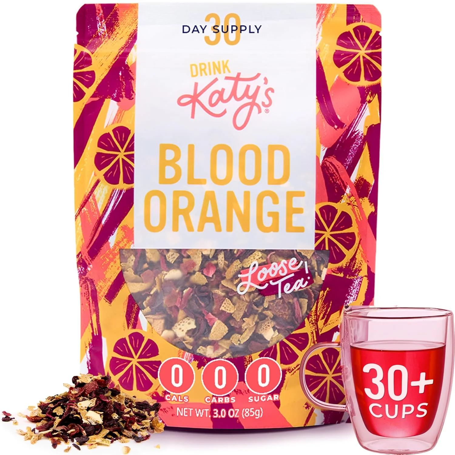 Efficient Katy’s Blood Orange Loose Leaf Tea Fruity Citrusy Herbal Tea Orange Peel Hibiscus Caffeine- Hydrating Fruit Tea 30 Cups Hot or Iced Exceptional