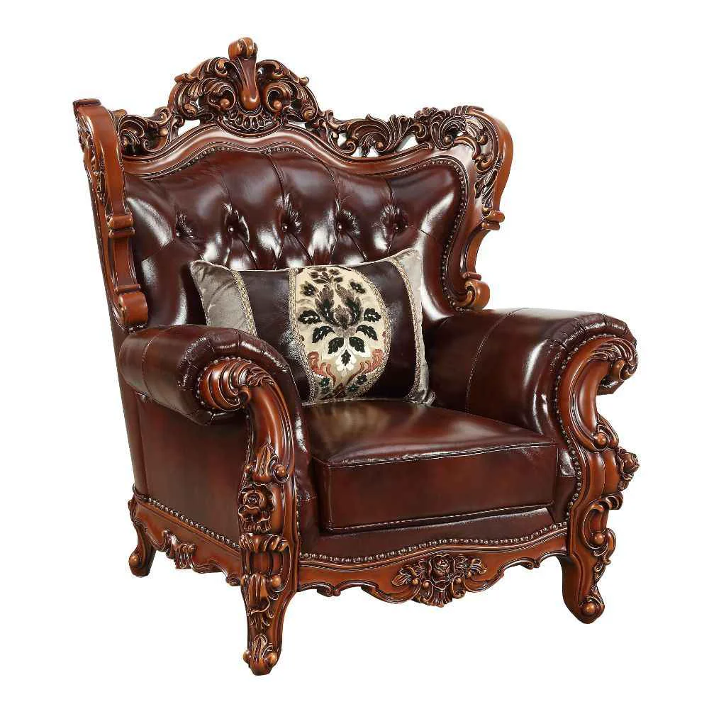 Luxury Eustoma – Chair – Cherry Top Grain Leather Match Walnut Modern