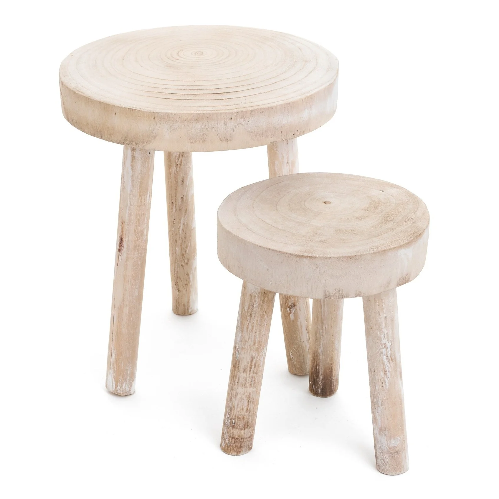 Pure STOOL SMALL PAULOWNIA WOOD WHITEWASH Superior