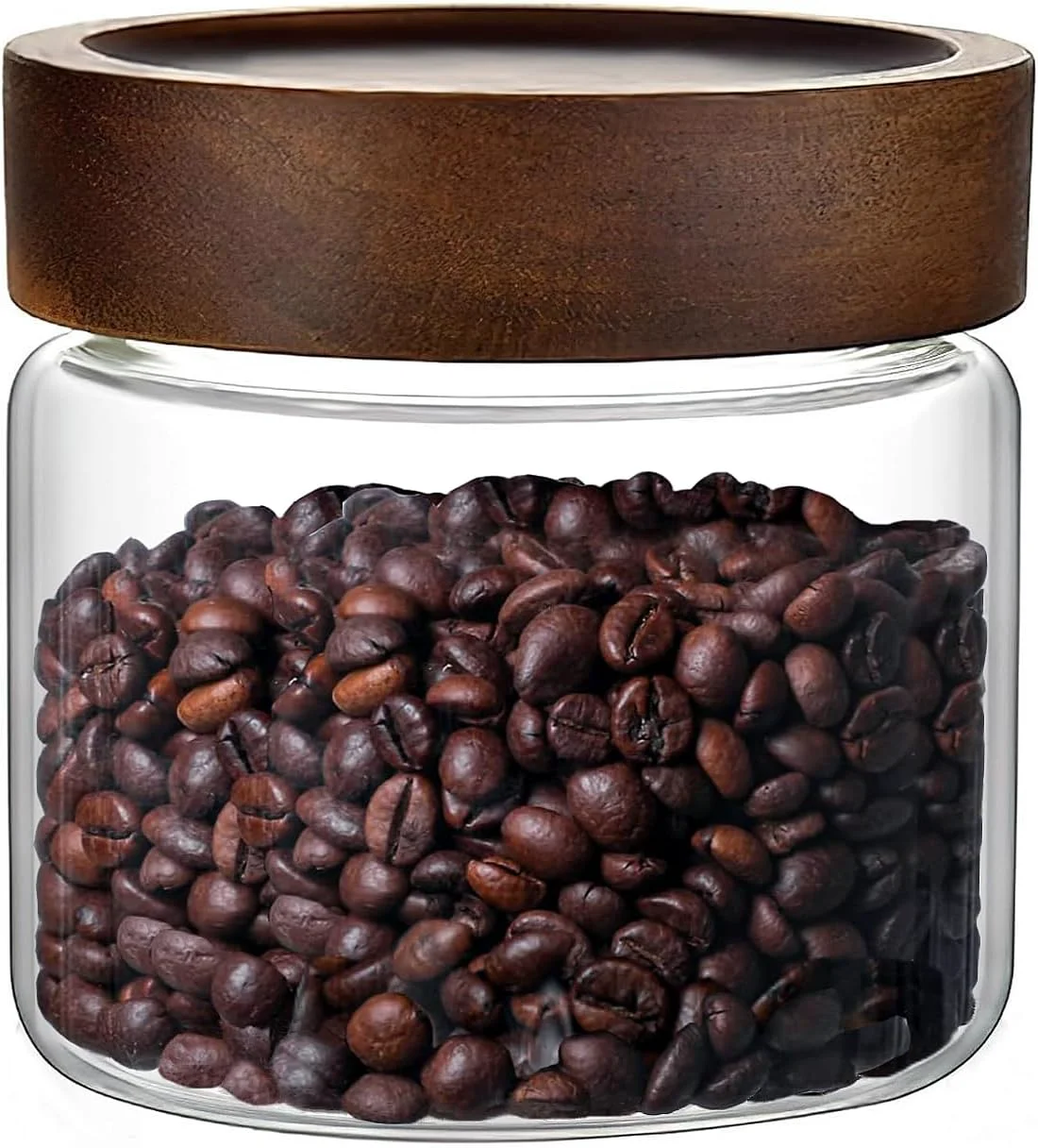 Contemporary 17 Fl oz 500 ml Glass Food Storage Jar Premium Clear Glass Container Jar with Airtight Wooden Screw Lid Kitchen Canisters for Coffee Tea Pasta Selected