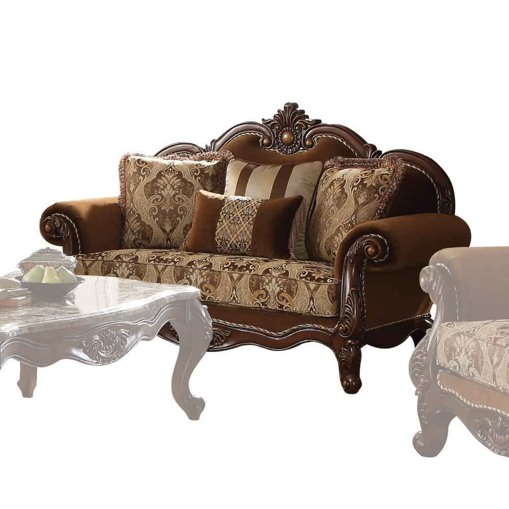 High-Grade Jardena – Loveseat With 4 Pillows Same Lv01592 – Pattern Fabric Cherry Oak Casual