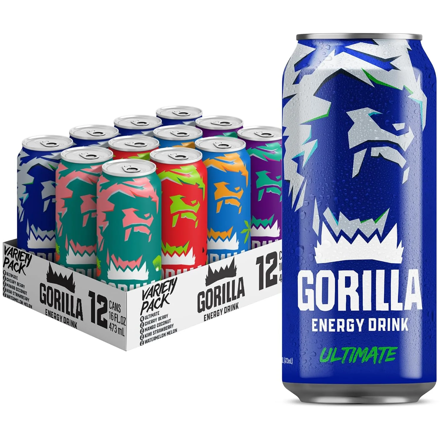 Sophisticated Gorilla Energy Drink Variety Pack 200mg Natural Caffeine Fruit Juice Squeezed amp Concentrated L-Theanine Taurine Ginseng Acetyl L-Carnitine No Added Sugar and No Artificial Colors 12 Pack Dependable