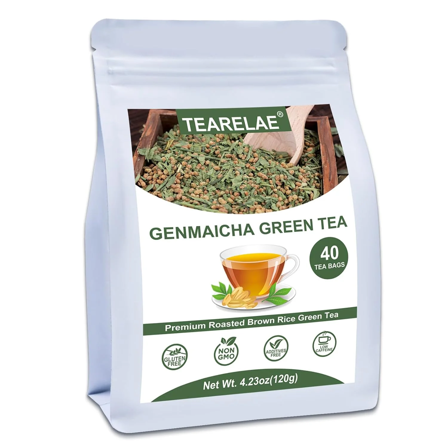 Specialty Tearelae – Genmaicha Tea 40 Count – Genmaicha Green Tea with Roasted Rice – Smooth Flavor – Non-GMO – Low Caffeine Selected