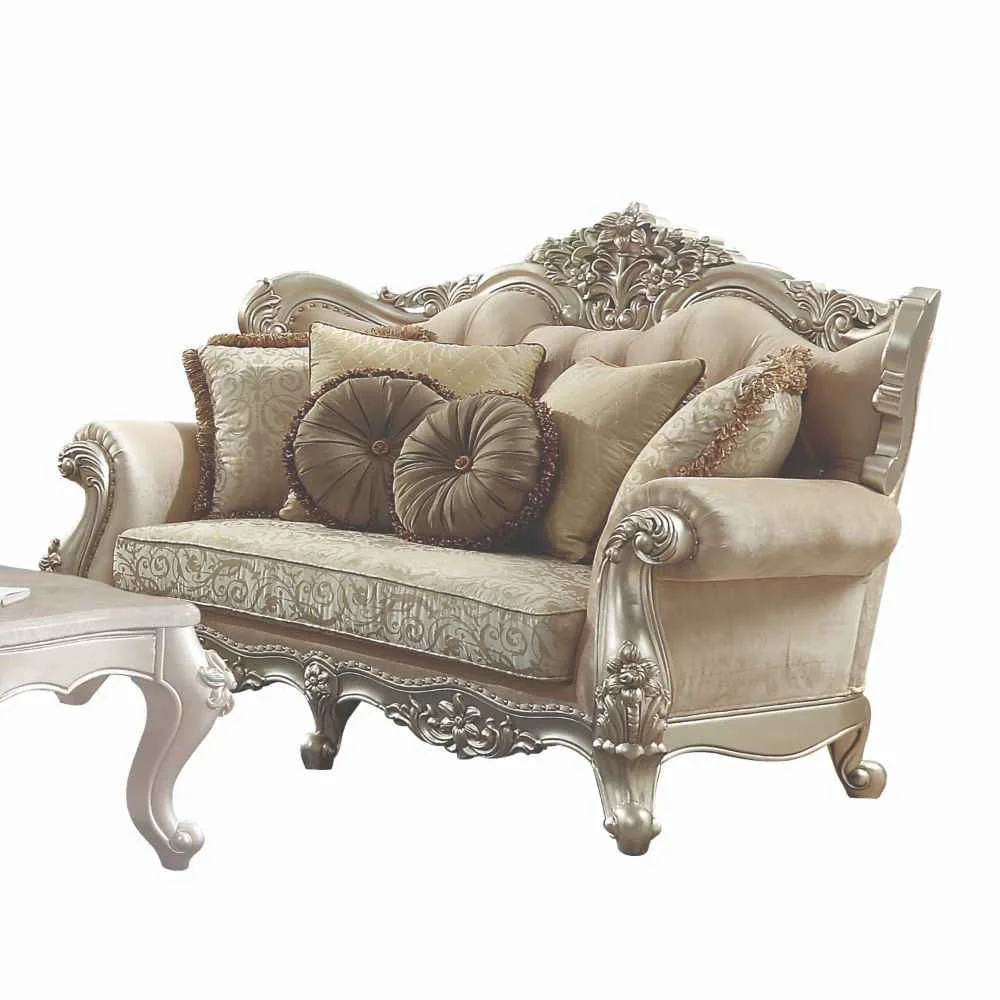 Unique Bently – Loveseat With 5 Pillows Same Lv01580 – Fabric Champagne Functional