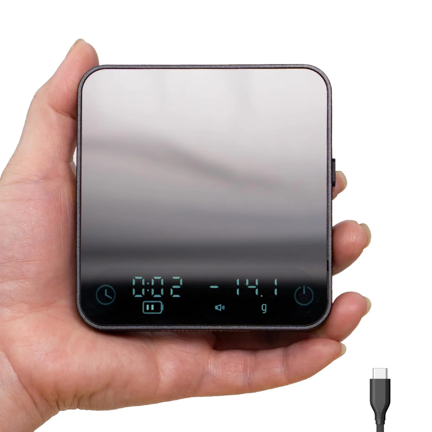 Reusable Minipress Coffee Scale Auto Timer for Espresso and Pour-Over Coffee Aluminum Body Glass Top Optimized
