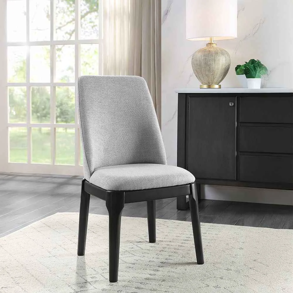 Superior Madan – Side Chair Set of 2 – Light Gray Linen Gray Oak Healthy