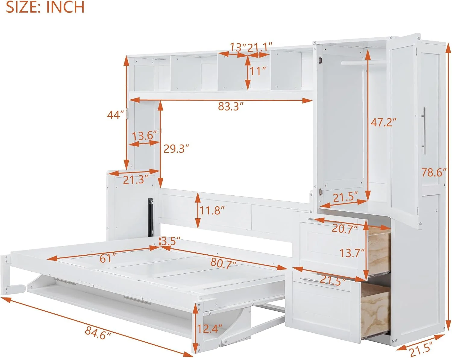 Fine Queen Murphy Wall Bed With Integrated Closet Drawers Verified