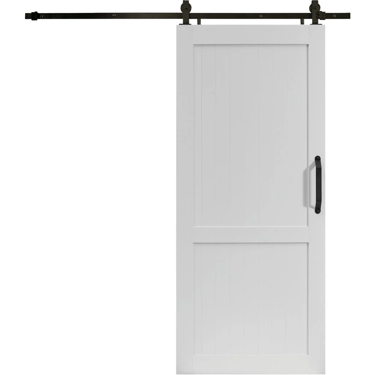 Trendy Millbrooke 36 In. x 84 In. x 1.3 In. H-Style White PVC Barn Door Kit Consistent