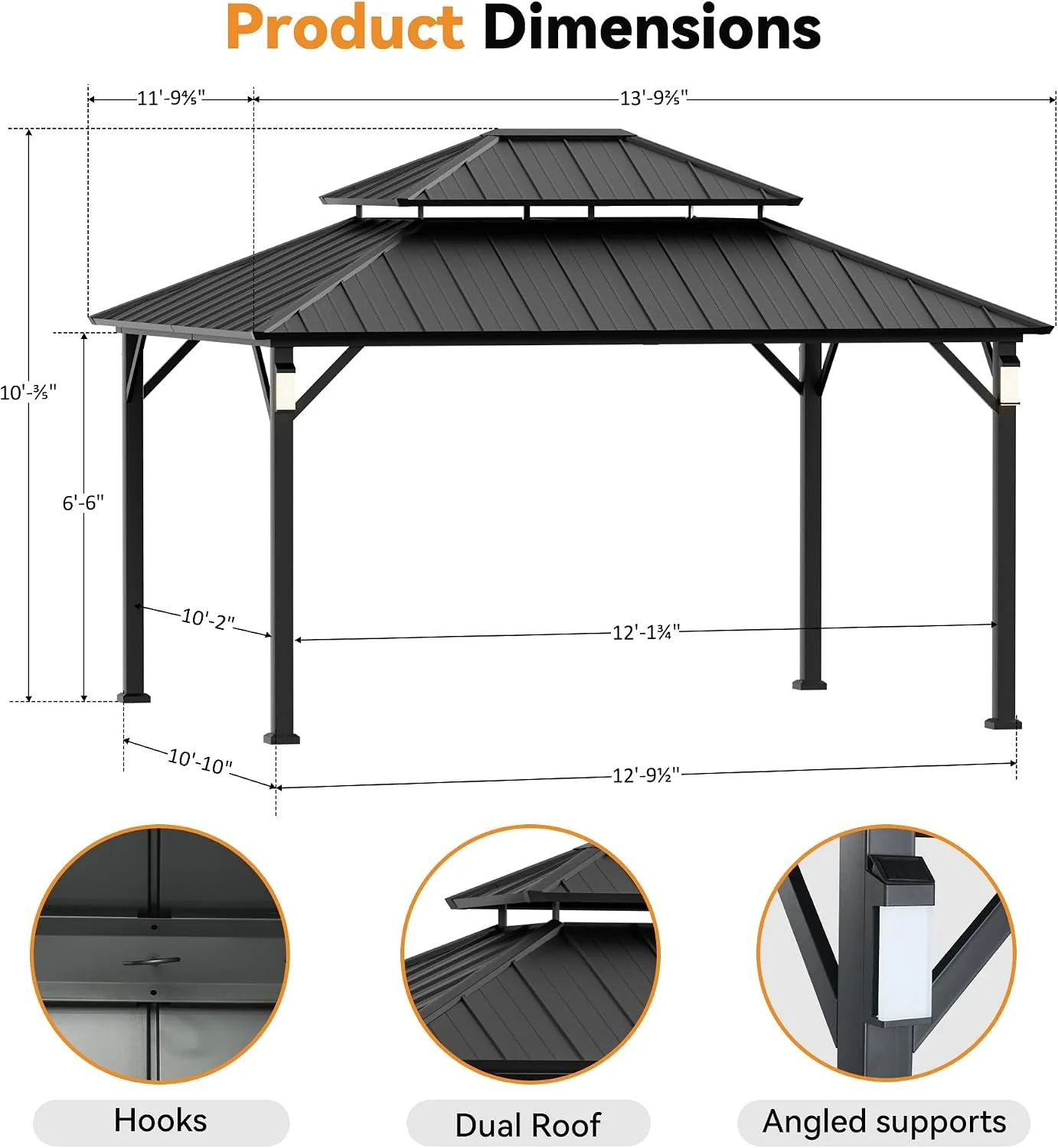 Consistent 12×14 Foot Gazebo With Weatherproof Aluminum Hardtop Luxury