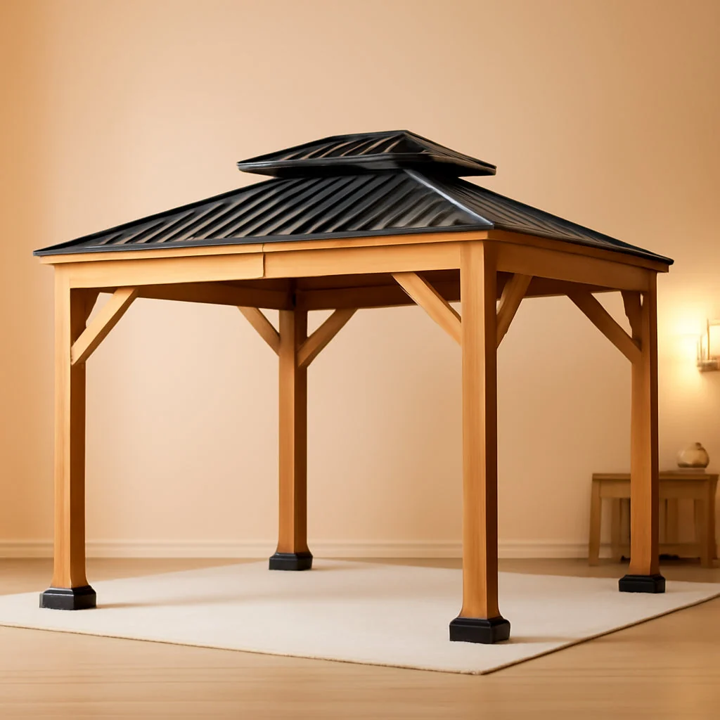 Certified 10×12 Weatherproof Natural Gazebo With Galvanized Roof Eco-Friendly
