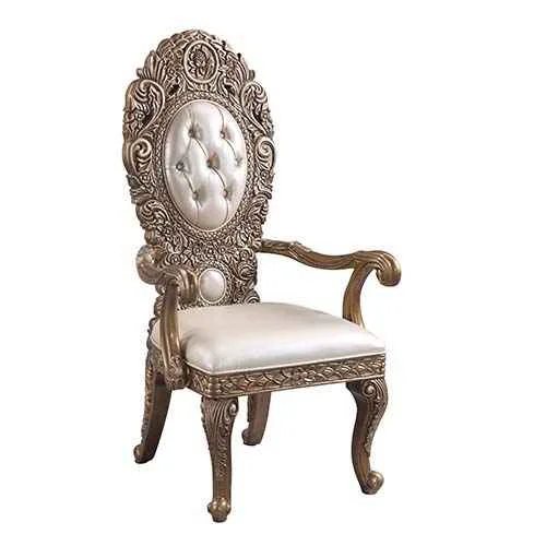 Luxury Constantine – Arm Chair Set of 2 – Synthetic Leather Brown Gold Fine
