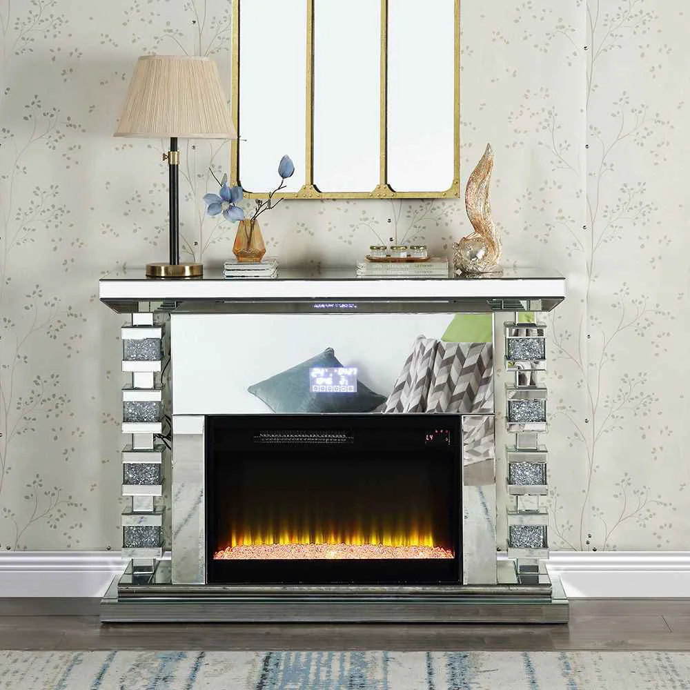 Certified Noralie – 47 Fireplace With Bluetooth – Mirrored Faux Diamonds Luxury