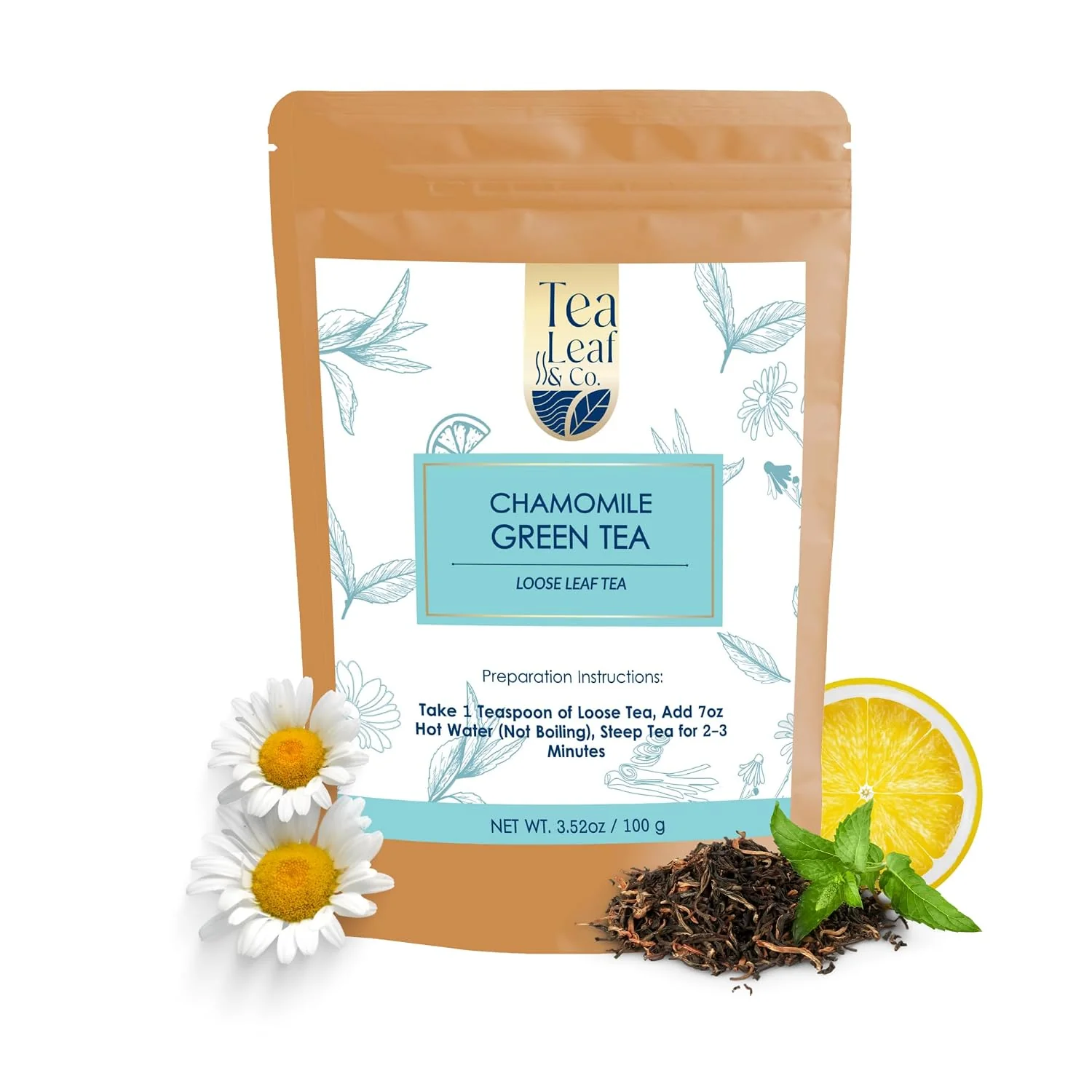 Carefully Designed Chamomile Green Tea Loose Leaf 100gm 3.5oz Makes Upto 50 Servings Authentic
