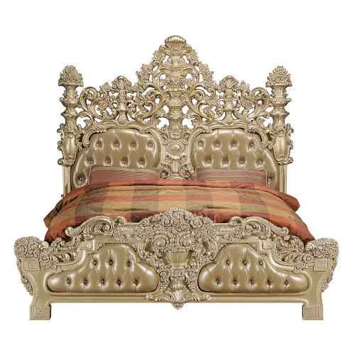 Functional Seville – Eastern King Bed – Synthetic Leather Gold Trusted