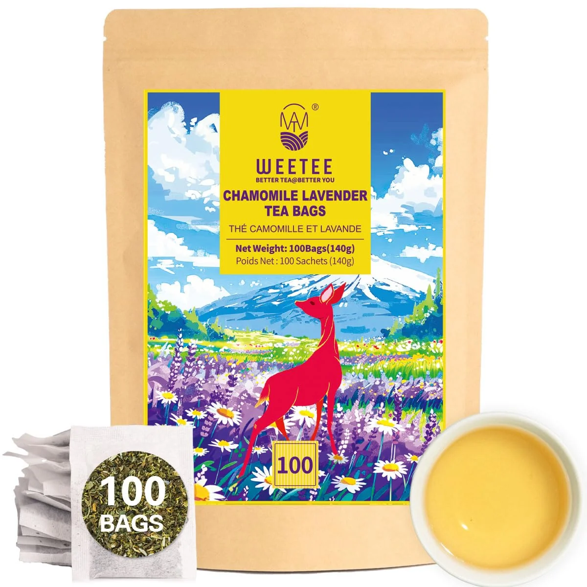 Unique Chamomile Lavender Tea Bags 100 Count Proven
