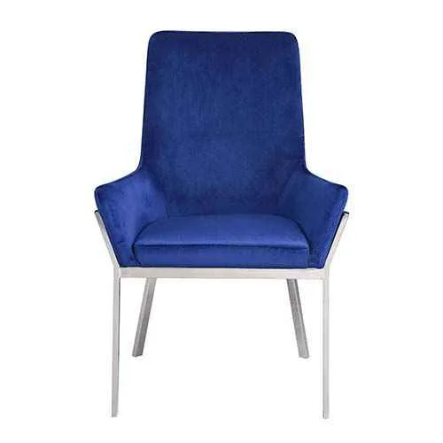 User-Friendly Cambrie – Side Chair Set of 2 – Blue Velvet Mirrored Silver Superior