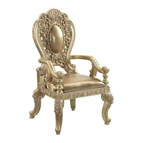 Exceptional Seville – Arm Chair Set of 2 – Synthetic Leather Gold Powerful