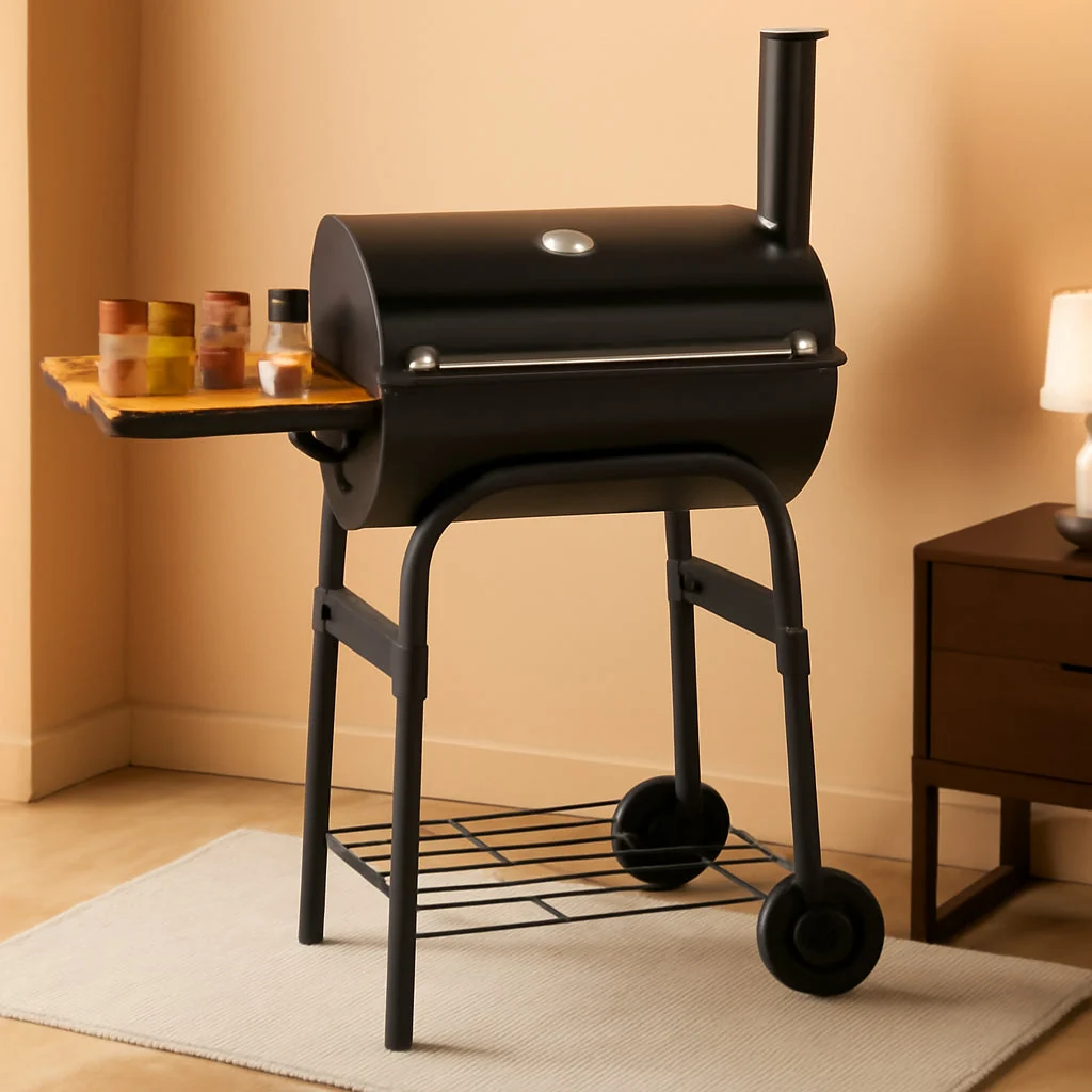 Smart Portable Charcoal Grill With Collapsible Side Table Safe