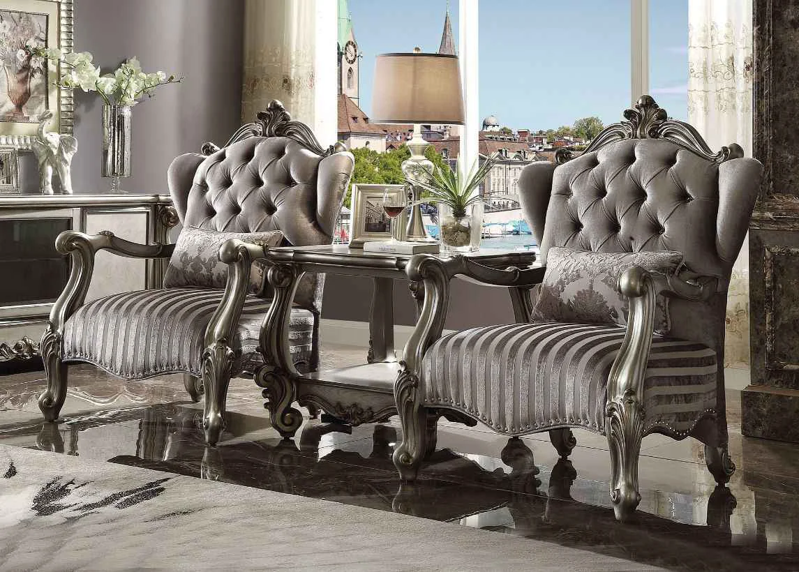 Specialty Versailles – 47 Chair With Pillow – Velvet Antique Platinum Trusted