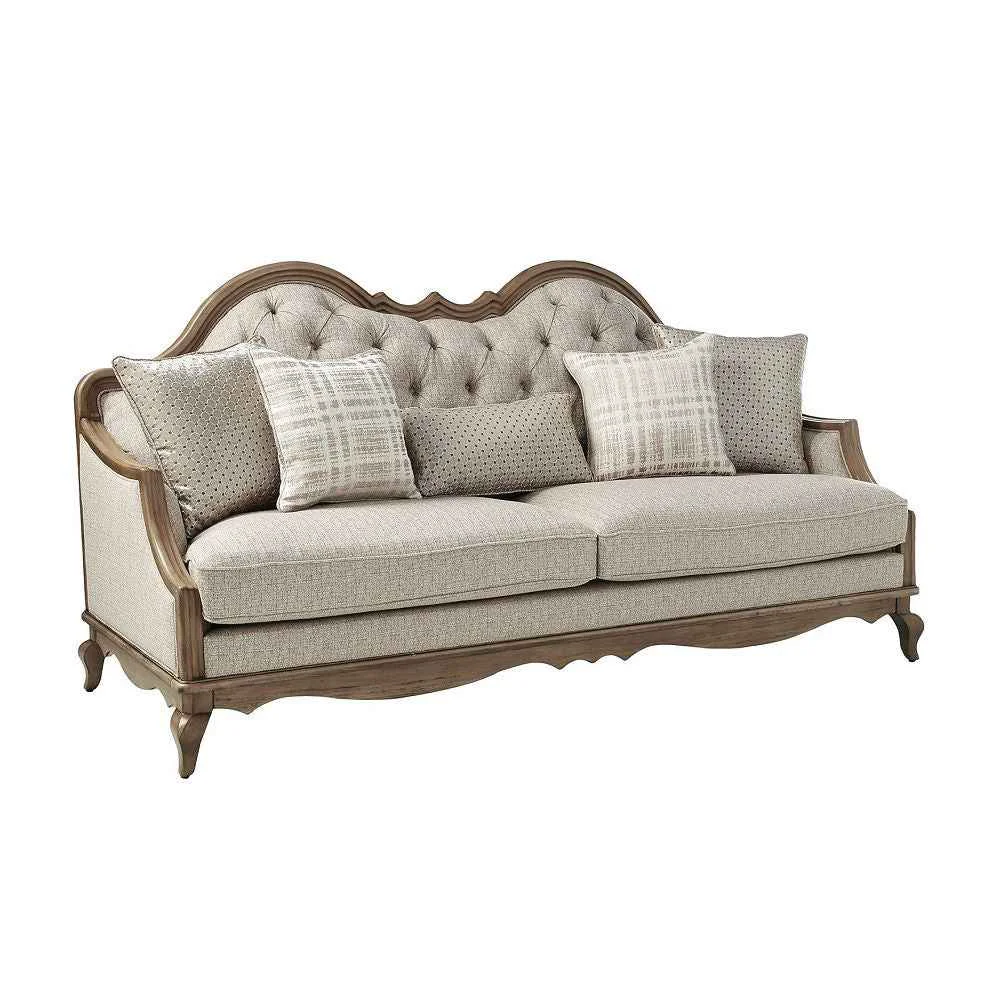 Smooth Chelmsford – Sofa With 5 Pillows – Beige Fabric Antique Taupe Safe