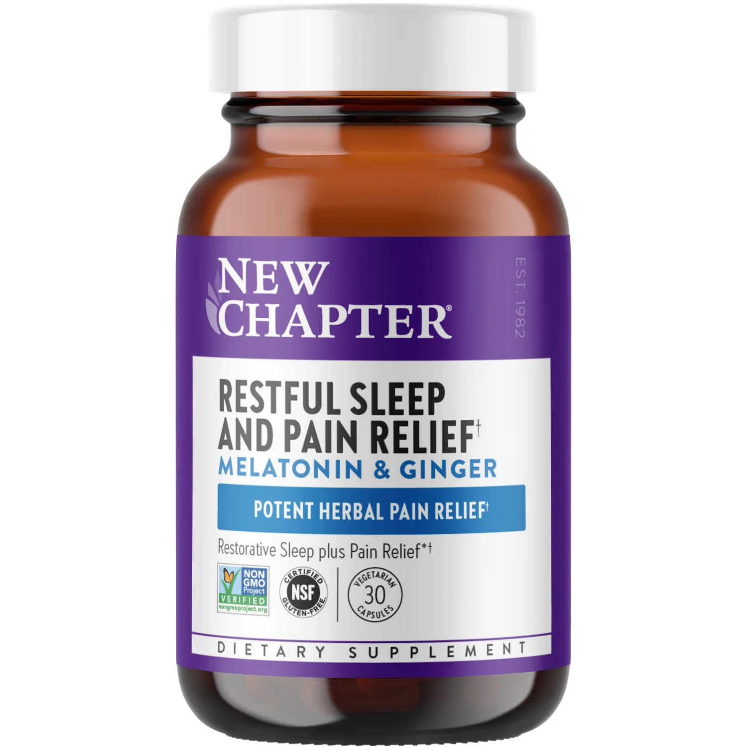 Selected New Chapter Restful Sleep and Pain Relief Melatonin Ginger Sleep Supplement Contemporary