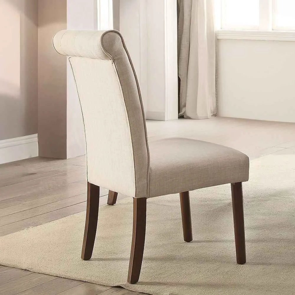 Comfortable Gasha – Side Chair Set of 2 – Beige Linen Walnut Premium