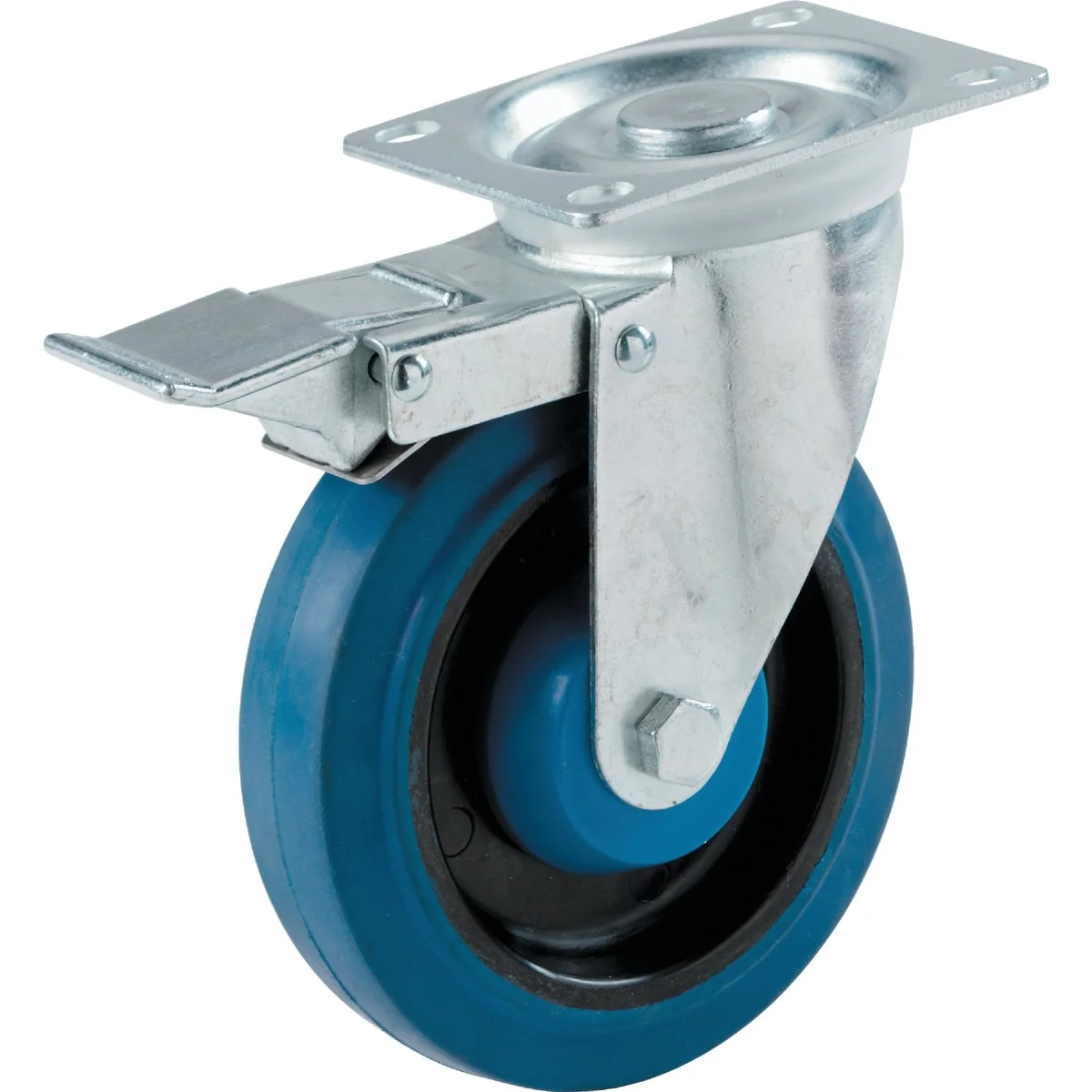 Outstanding Shepherd 4 In. Elastic Rubber General-Duty Swivel Plate Caster with Brake Contemporary