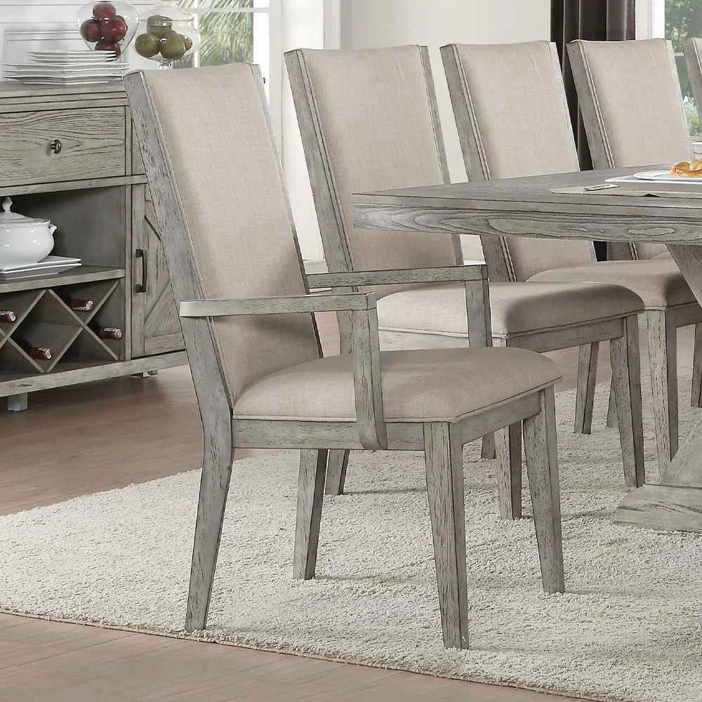 Artisan Rocky – Arm Chair Set of 2 – Fabric Gray Oak Advanced