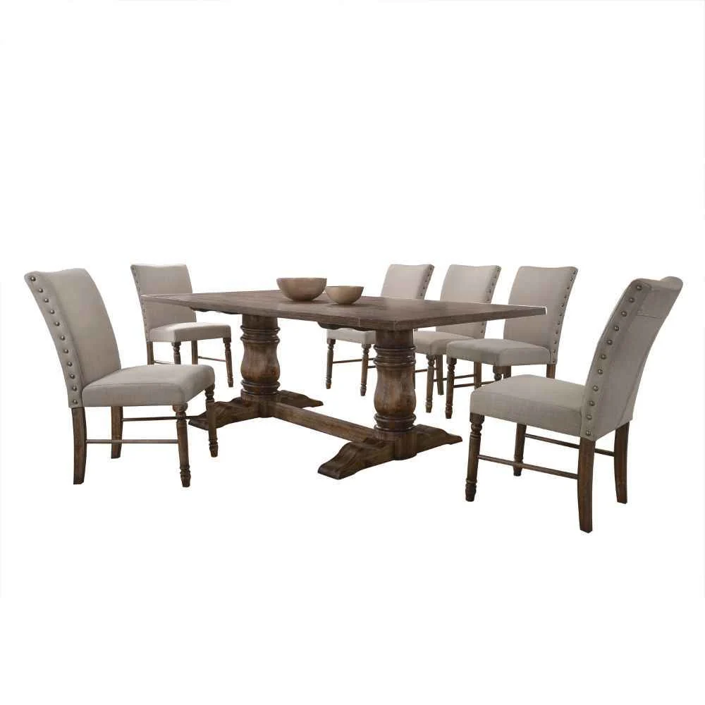 Reusable Leventis – Side Chair Set of 2 – Cream Linen Weathered Oak World-Class