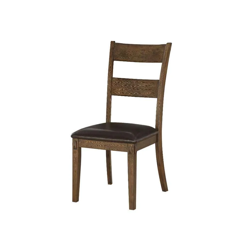 Unique Nabirye – Side Chair Set of 2 – Esspresso Synthetic Leather Dark Oak Easy-to-Use