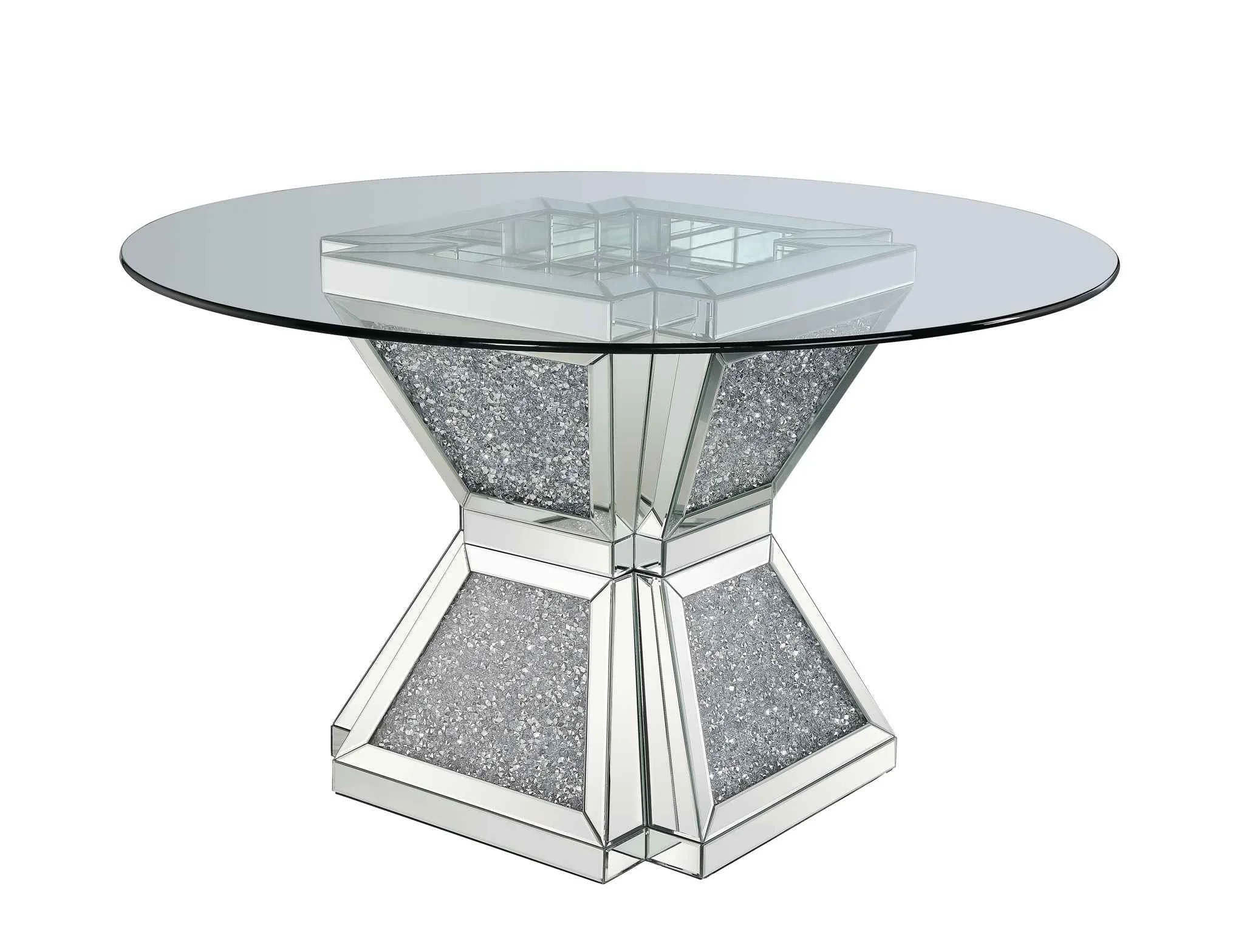Breathable Noralie – 31 Dining Table – Clear Glass Mirrored Faux Diamonds Artisan