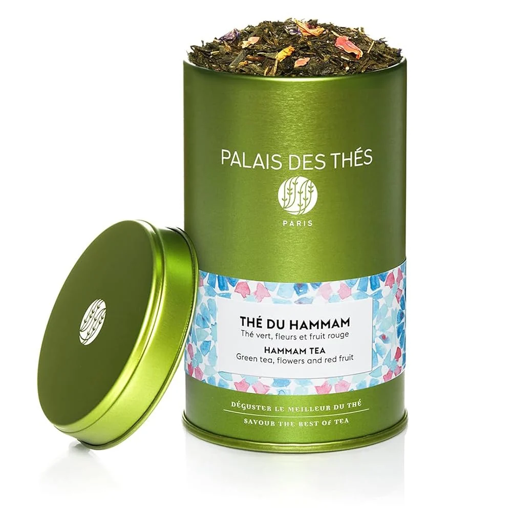 First-Class Palais des Thés – Hammam Tea – Green Tea Rose Red Berries – 3.5oz Loose Leaf Metal Gift Tin Serves 20-25 Cups Elegant