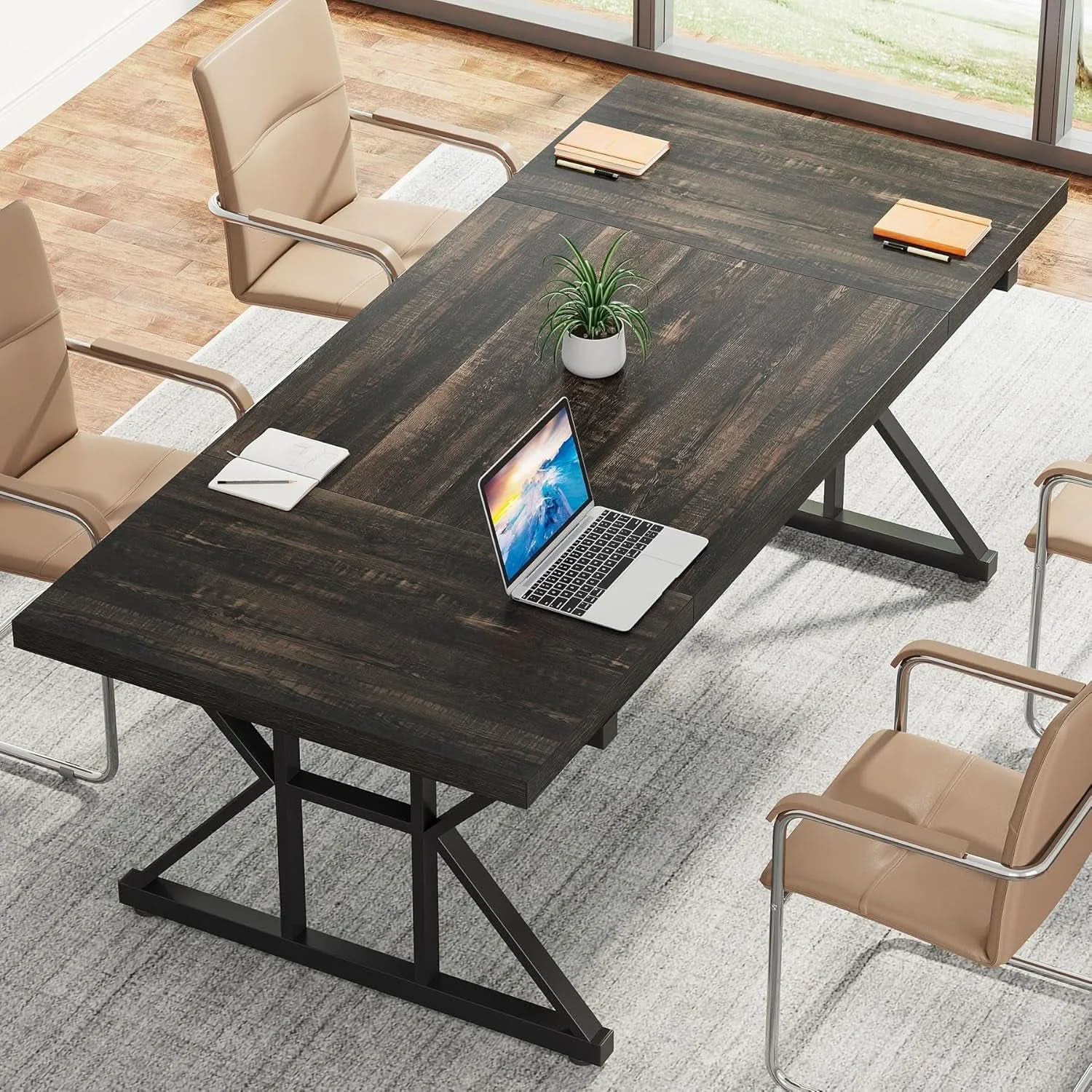 Detailed 70.8 Inch Executive Desk Black Oak Office Desk Home Office Crafted