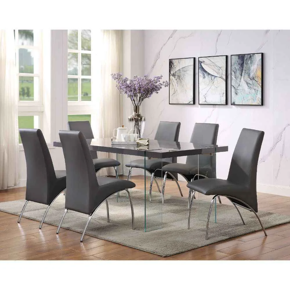 Organic Noland – Dining Table – Gray High Gloss Clear Glass High-Quality